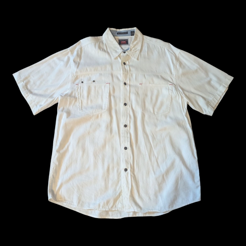 Wrangler Hero White Cotton Pockets Short Sleeve Western Shirt USA Men's L